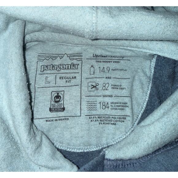 Patagonia‎ Men’s Uprisal Hoodie Sweatshirt Large Blue Gray Logo Pullover - Picture 8 of 9